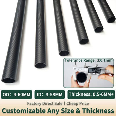 High Strength 3K Twill Weave Roll Wrapped Carbon Fiber Tube for RC Models and DIY Projects